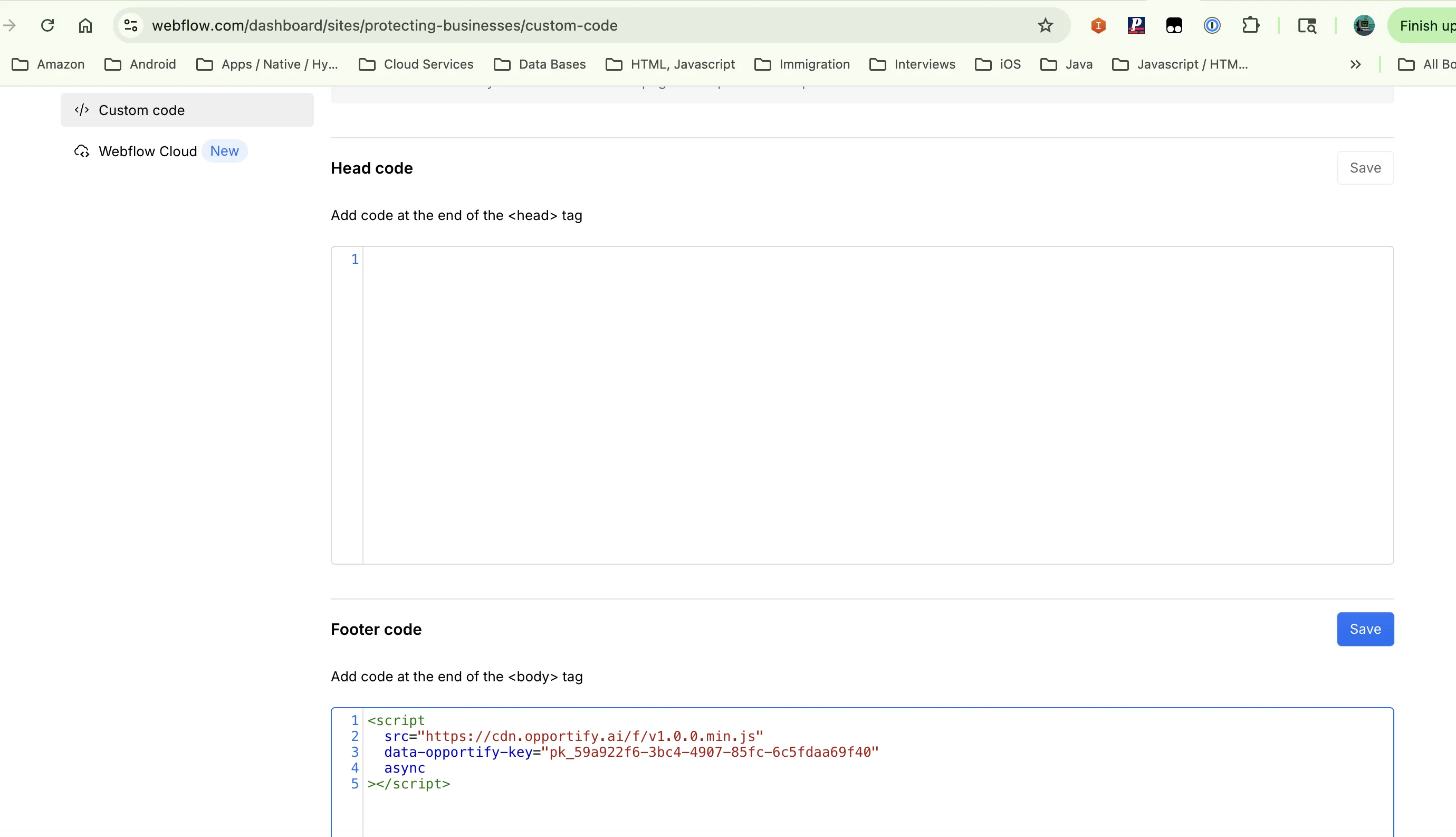 Webflow — Footer Code