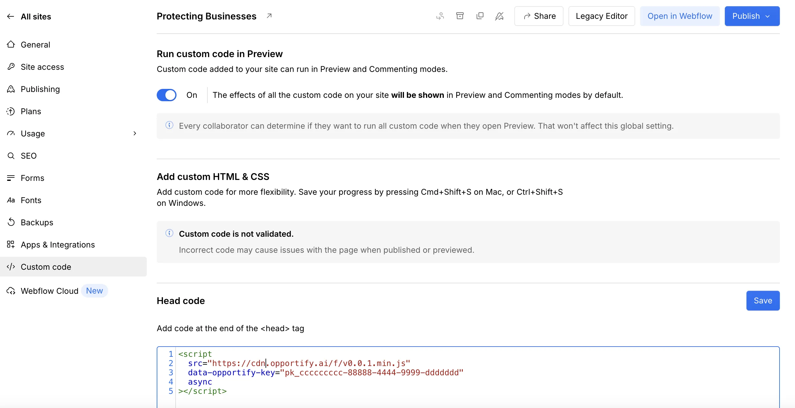 Webflow — Footer Code