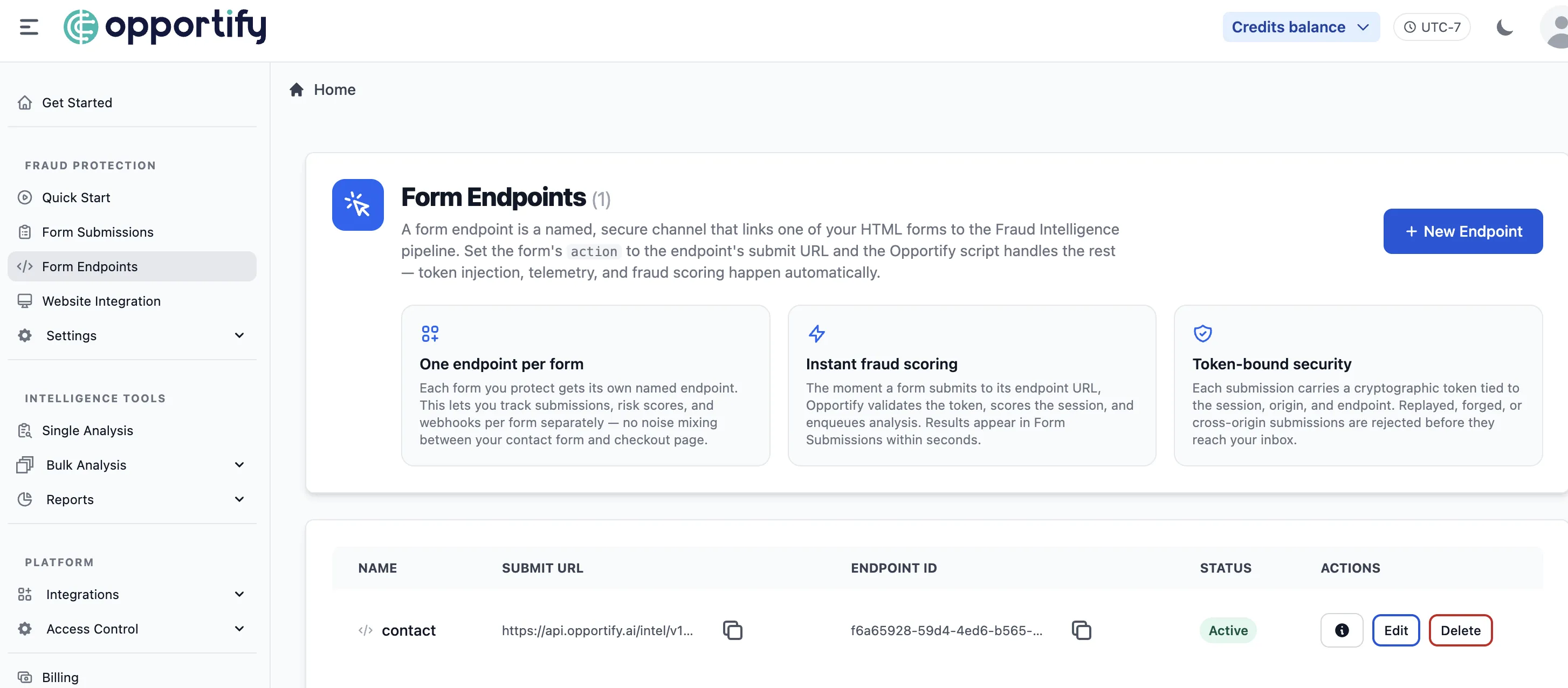 Opportify — Form Endpoint Submit URL