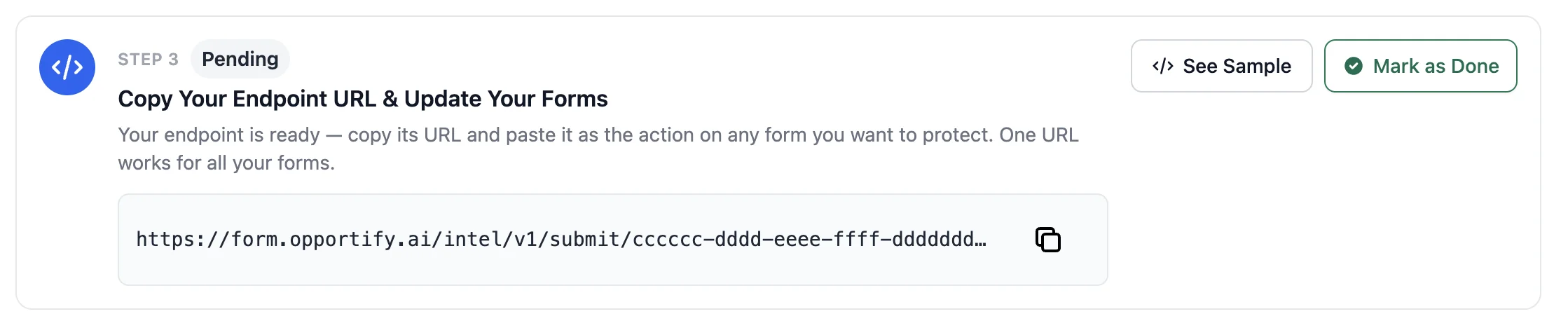 Opportify — Form Endpoint Submit URL