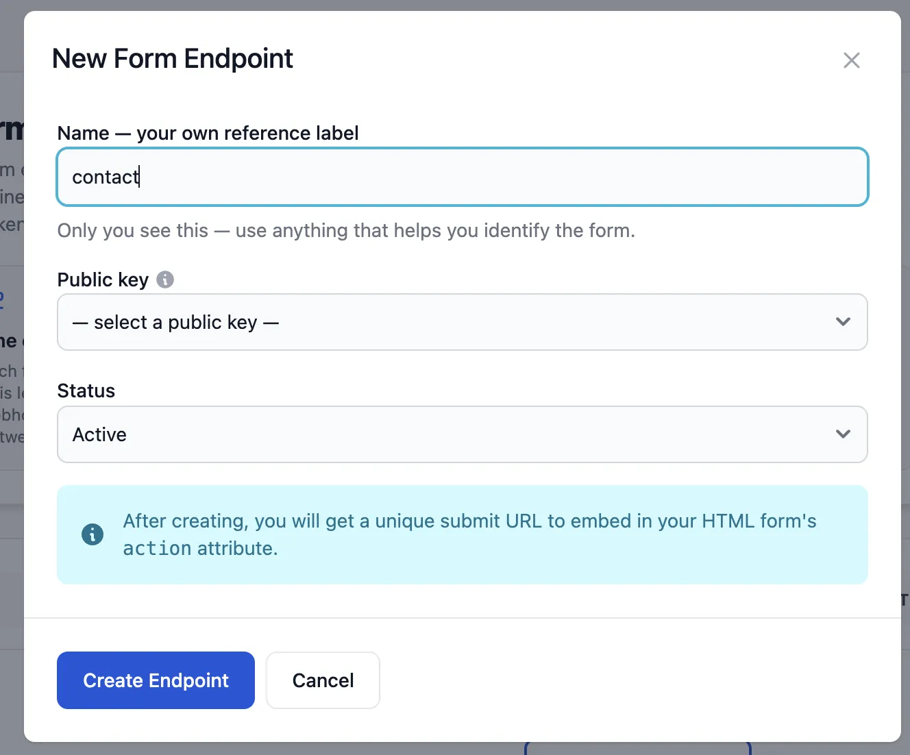 Create a Form Endpoint