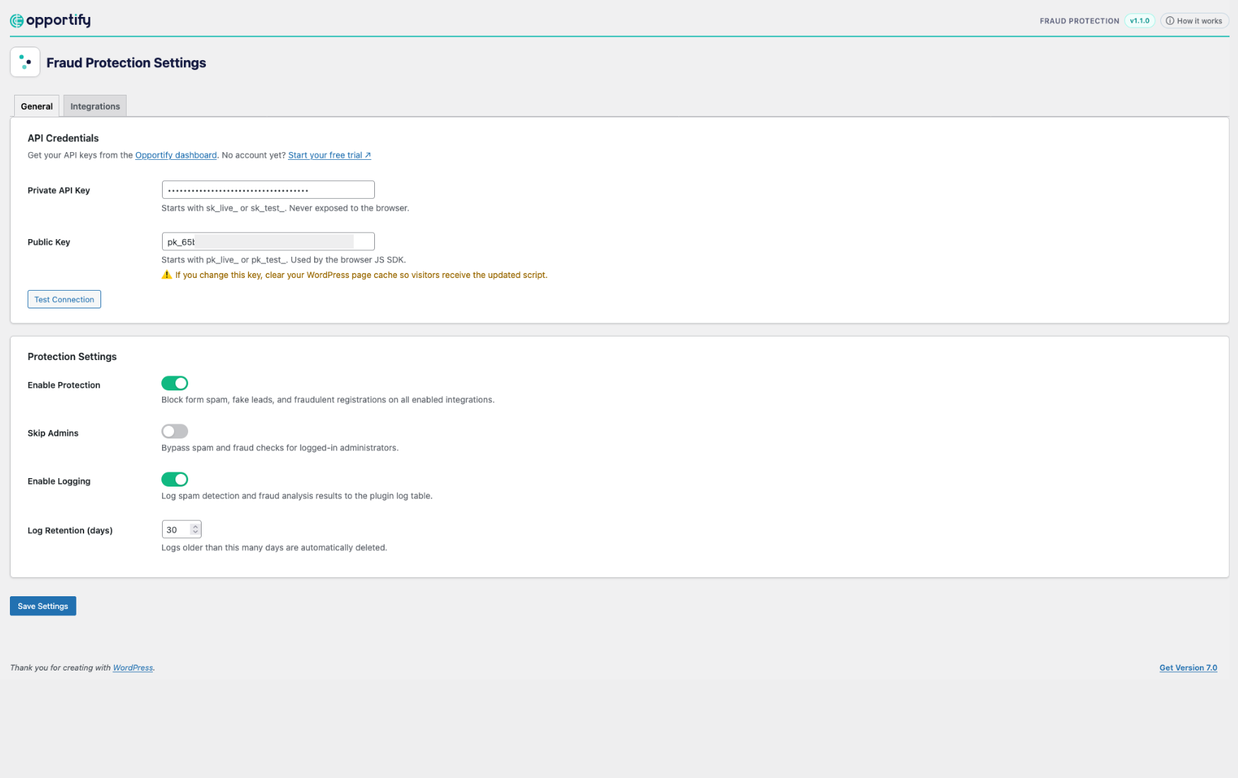 Integrations full overview: Complete integration matrix and risk action visibility in one screen.